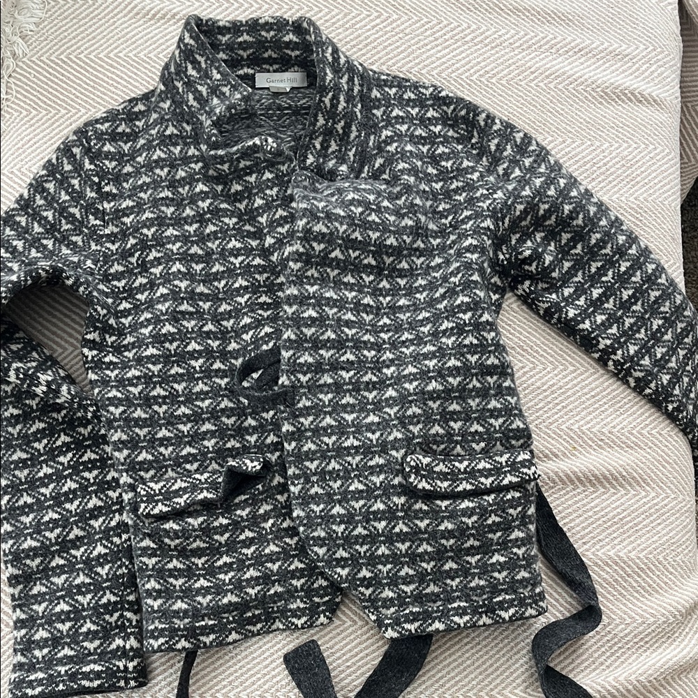 Garnet Hill Black and White Geometric Cardigan
